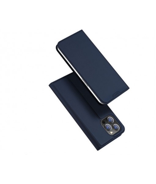 Husa iPhone 15 Pro, Flip Cover Duxducis Skin Pro, Albastru